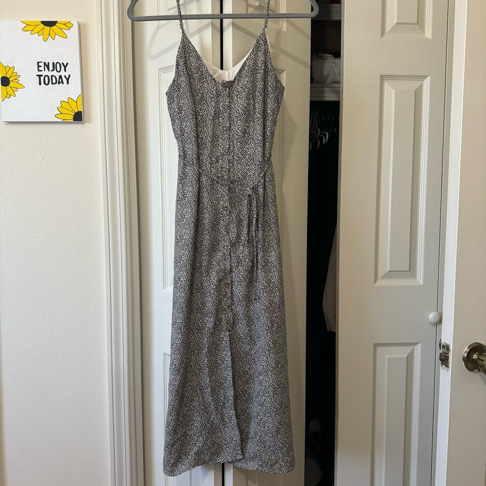 Sienna Sky Black Pola Dot Midi Sleeveless Dress